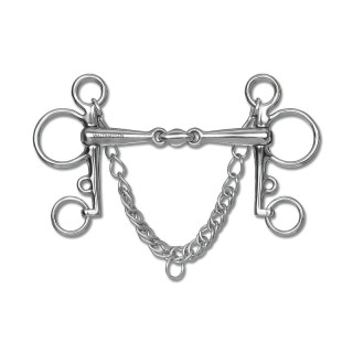 Wędzidło pelham WALDHAUSEN 2*łamane SS pełne