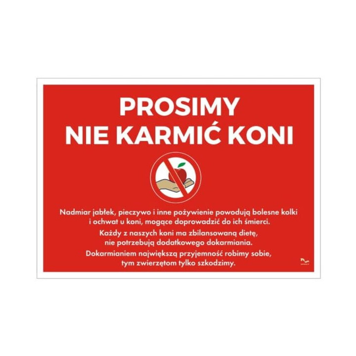 Tabliczka DO STAJNI wzór17 Prosimy nie dokarmiać k
