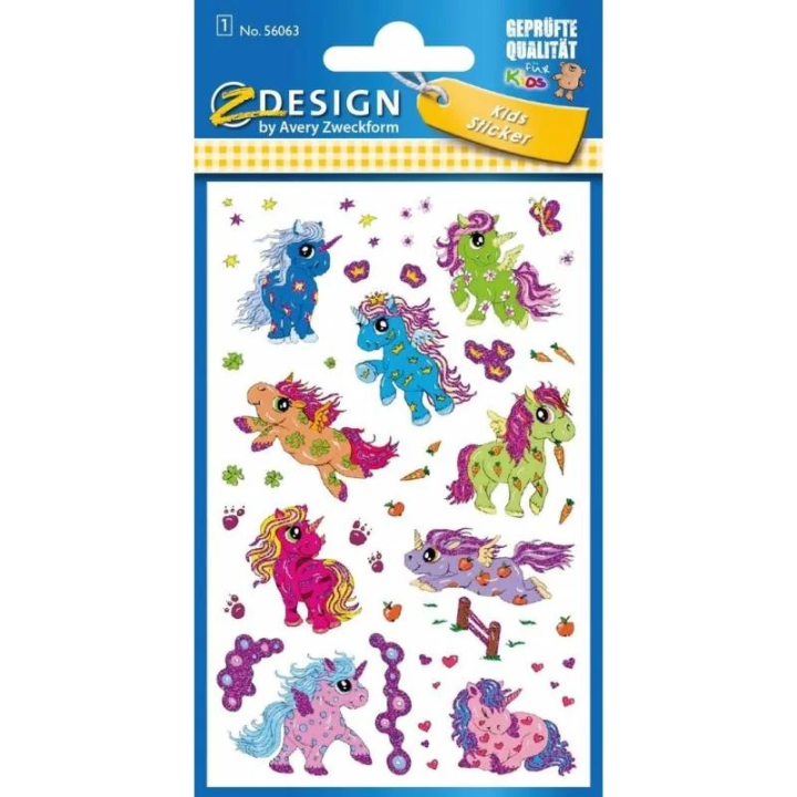 Naklejki AVERY Brokatowe jednorożce