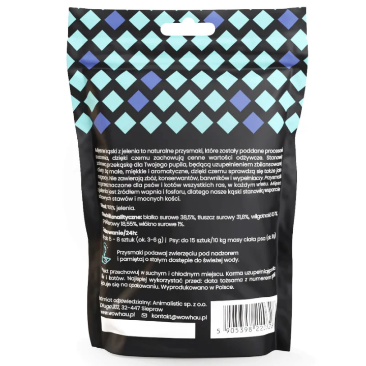 Smaczki dla psa WOW!PETS Kąski Jeleń 120g