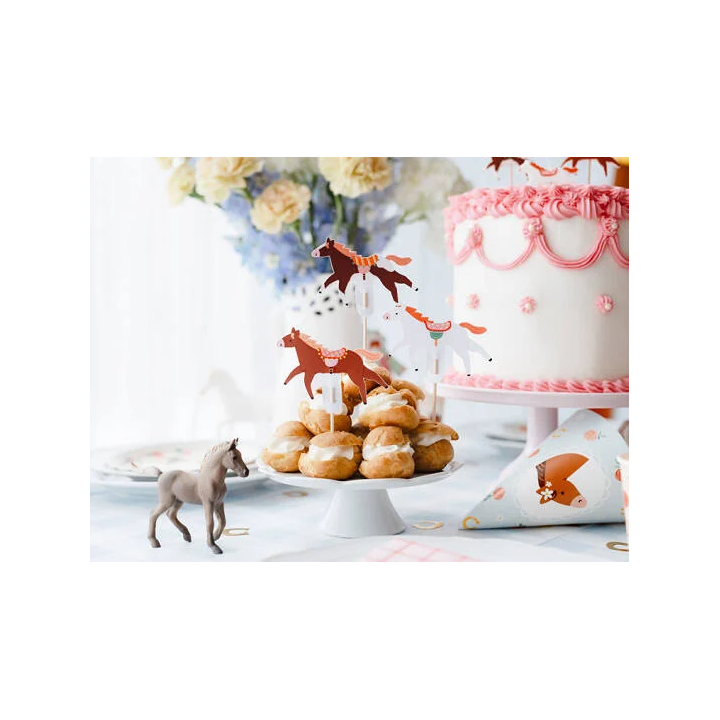 Pikery na tort PARTYDECO papierowe Konie 6szt