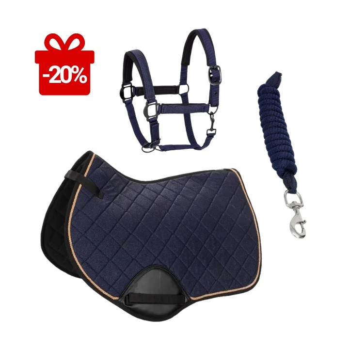 DLA KONIA - Uwiąz + Kantar (COB) + Czaprak (VS) navy