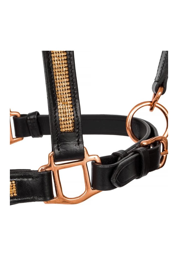 20810006 Leather halter EQ.QUEEN SmallDiamonds black-rosegold side3.jpg